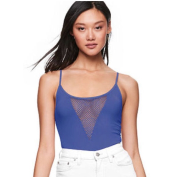 PINK Victoria's Secret Tops - NWT Mesh Seamless Bodysuit Top Iris Blue
